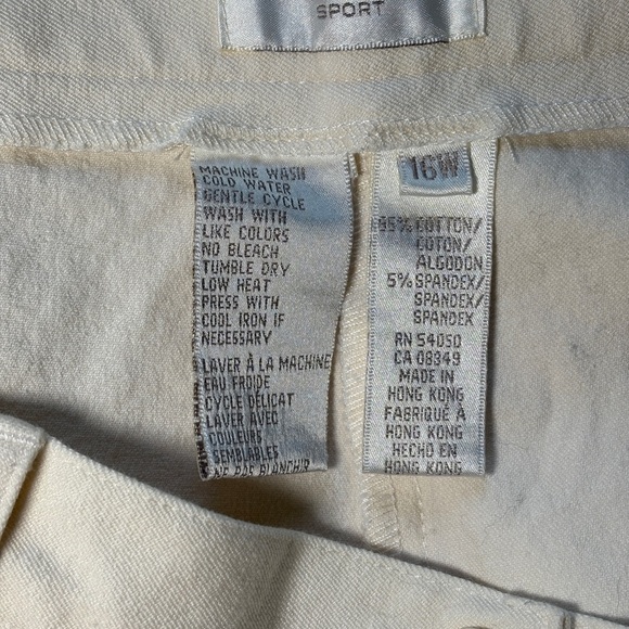 Jones New York Sport White Cotton Pants Women’s 16W Straight Leg Comfort Waist - Picture 3 of 7